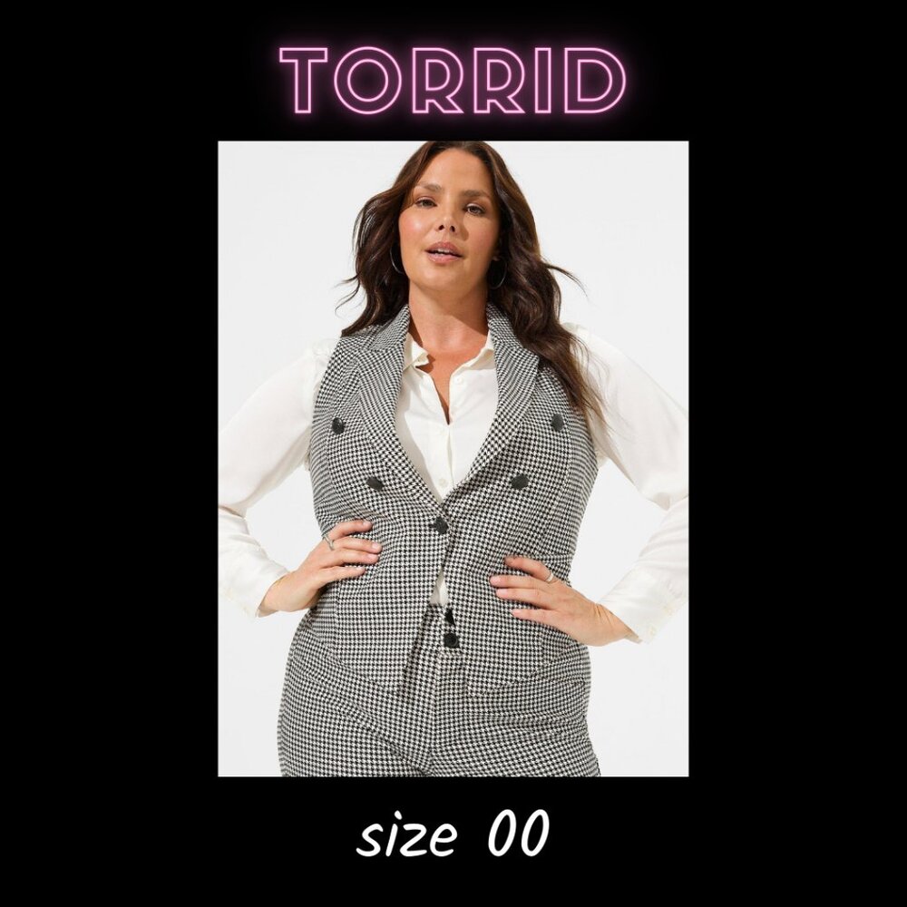 EUC✨ TORRID size 00 houndstooth vest, Studio Luxe Ponte